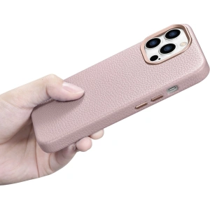 Hurtownia GSM - Etui iCarer Litchi Premium Leather MagSafe Apple iPhone 14 Pro różowy - ICR370 - {ean13} - Hurt