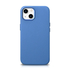 Wholesale iCarer Litchi Premium Leather MagSafe Apple iPhone 14 Plus / 15 Plus light blue - ICR373 - {ean13} - Hurt