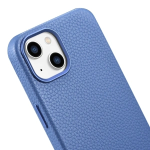 Wholesale iCarer Litchi Premium Leather MagSafe Apple iPhone 14 Plus / 15 Plus light blue - ICR373 - {ean13} - Hurt