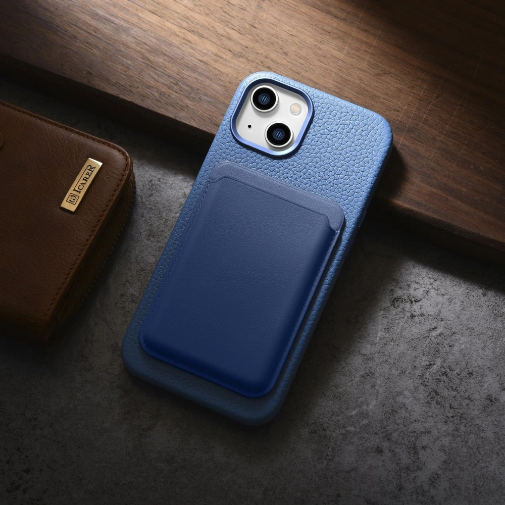Hurtownia GSM - Etui iCarer Litchi Premium Leather MagSafe Apple iPhone 14 Plus / 15 Plus světle modrá - ICR373 - {ean13} - Hurt