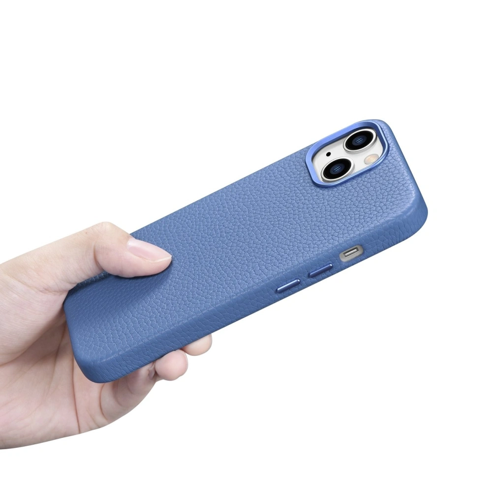 Hurtownia GSM - Etui iCarer Litchi Premium Leather MagSafe Apple iPhone 14 Plus / 15 Plus světle modrá - ICR373 - {ean13} - Hurt