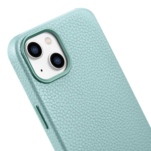 Wholesale iCarer Litchi Premium Leather MagSafe Apple iPhone 14 Plus / 15 Plus green - ICR374 - {ean13} - Hurt