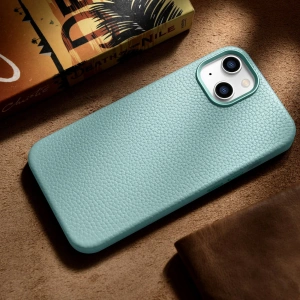 Wholesale iCarer Litchi Premium Leather MagSafe Apple iPhone 14 Plus / 15 Plus green - ICR374 - {ean13} - Hurt