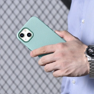 Wholesale iCarer Litchi Premium Leather MagSafe Apple iPhone 14 Plus / 15 Plus green - ICR374 - {ean13} - Hurt