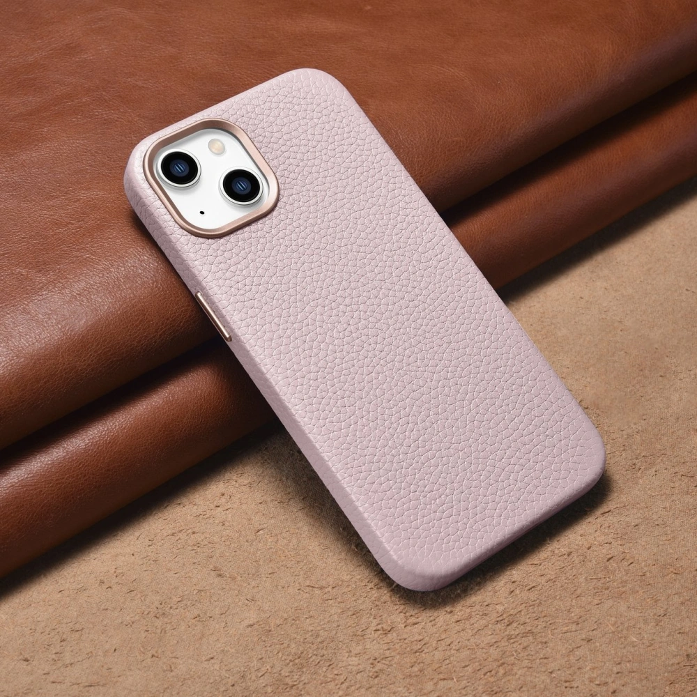 Wholesale iCarer Litchi Premium Leather MagSafe Apple iPhone 14 Plus / 15 Plus pink - ICR375 - {ean13} - Hurt