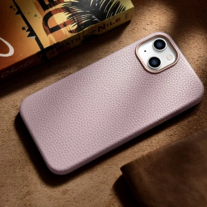 Wholesale iCarer Litchi Premium Leather MagSafe Apple iPhone 14 Plus / 15 Plus pink - ICR375 - {ean13} - Hurt