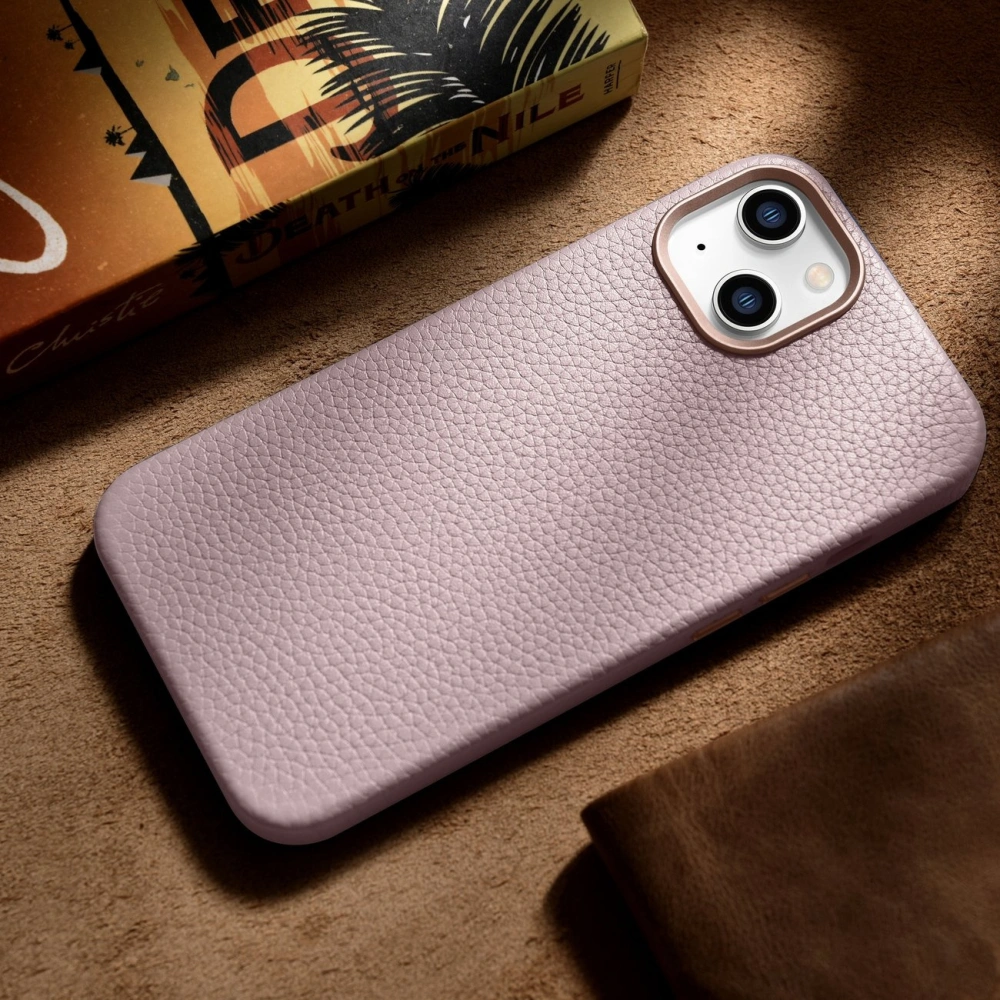 Wholesale iCarer Litchi Premium Leather MagSafe Apple iPhone 14 Plus / 15 Plus pink - ICR375 - {ean13} - Hurt