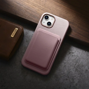 Wholesale iCarer Litchi Premium Leather MagSafe Apple iPhone 14 Plus / 15 Plus pink - ICR375 - {ean13} - Hurt