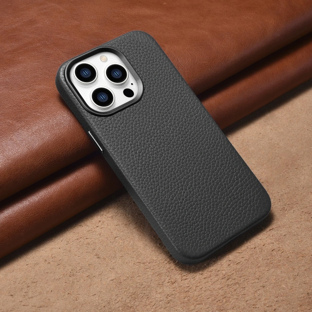 Hurtownia GSM - Case iCarer Litchi Premium Leder MagSafe Apple iPhone 14 Pro Max schwarz - ICR376 - {ean13} - Hurt