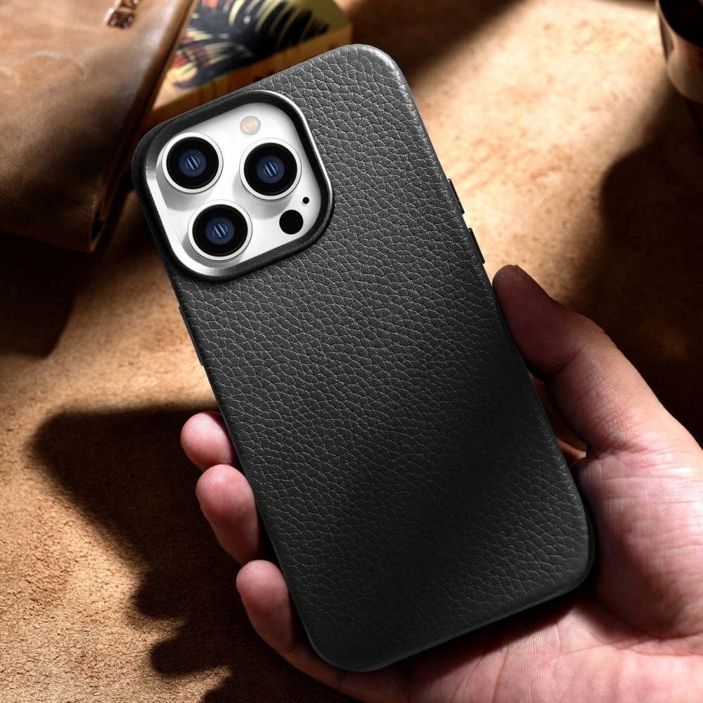 Hurtownia GSM - Case iCarer Litchi Premium Leder MagSafe Apple iPhone 14 Pro Max schwarz - ICR376 - {ean13} - Hurt