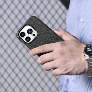 Hurtownia GSM - Etui iCarer Litchi Premium Leather MagSafe Apple iPhone 14 Pro Max czarny - ICR376 - {ean13} - Hurt