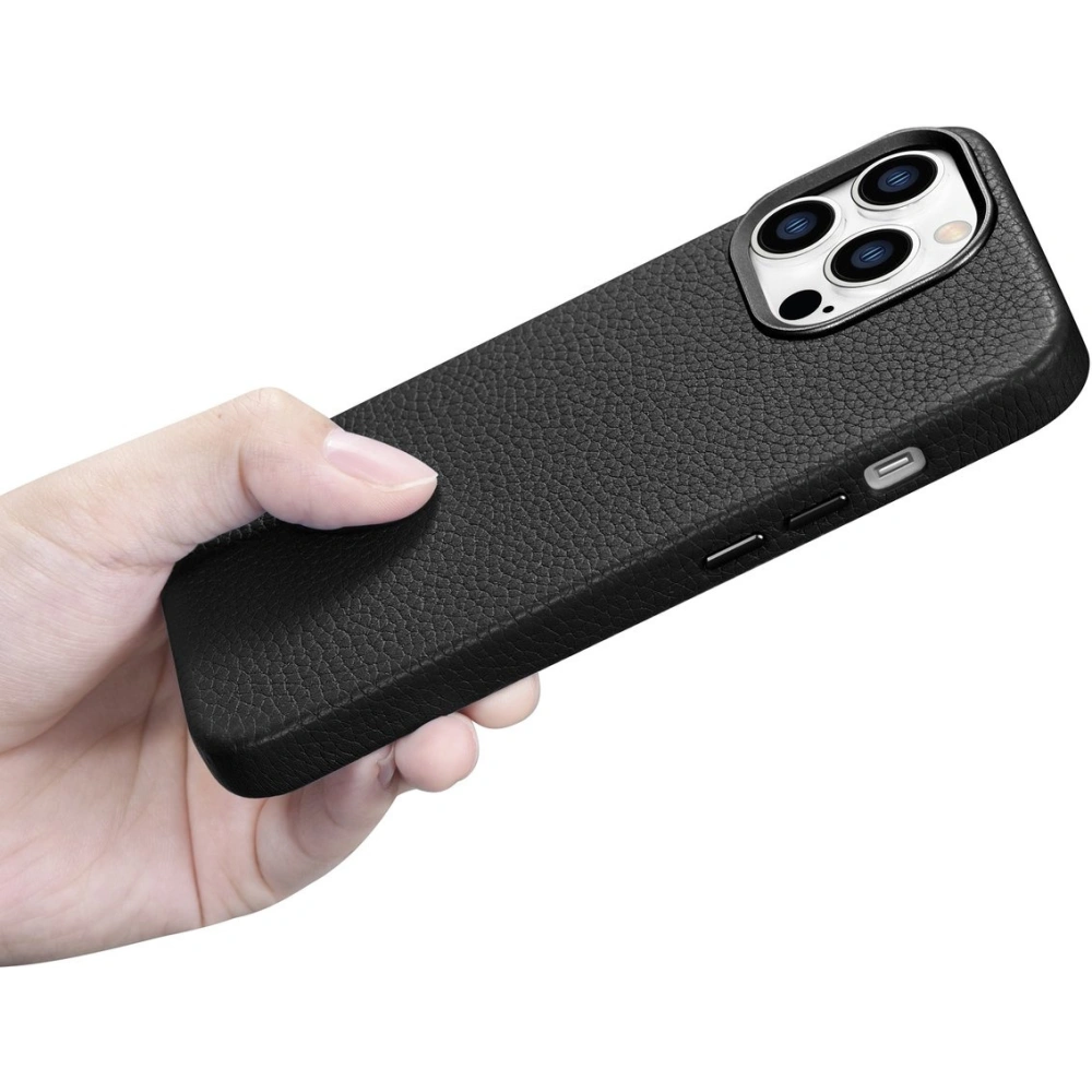 Hurtownia GSM - Case iCarer Litchi Premium Leder MagSafe Apple iPhone 14 Pro Max schwarz - ICR376 - {ean13} - Hurt