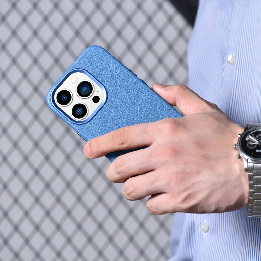 Hurtownia GSM - Case iCarer Litchi Premium Leder MagSafe Apple iPhone 14 Pro Max hellblau - ICR378 - {ean13} - Hurt