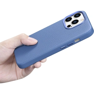 Wholesale iCarer Litchi Premium Leather MagSafe Apple iPhone 14 Pro Max light blue - ICR378 - {ean13} - Hurt