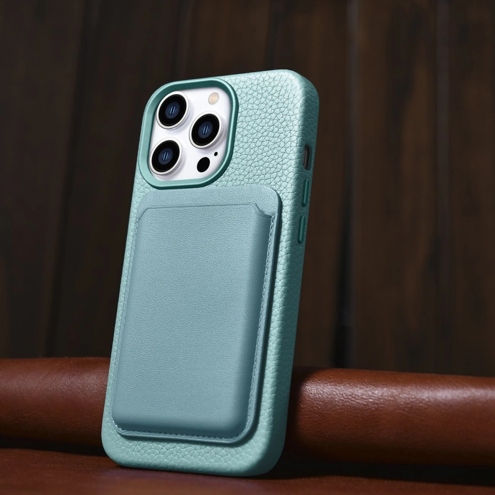 Wholesale iCarer Litchi Premium Leather MagSafe Apple iPhone 14 Pro Max green - ICR379 - {ean13} - Hurt