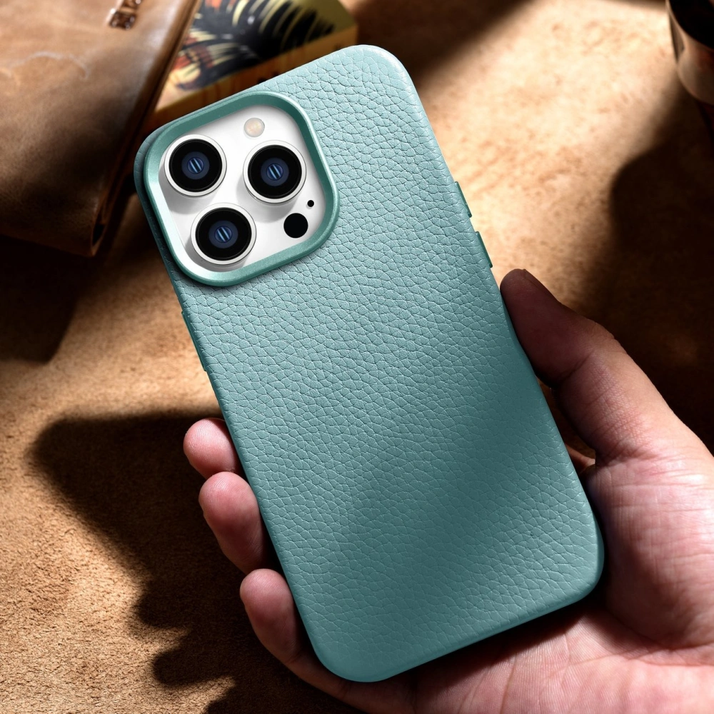 Wholesale iCarer Litchi Premium Leather MagSafe Apple iPhone 14 Pro Max green - ICR379 - {ean13} - Hurt