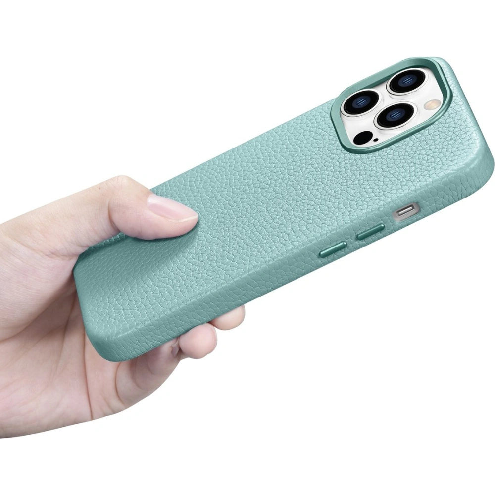 Wholesale iCarer Litchi Premium Leather MagSafe Apple iPhone 14 Pro Max green - ICR379 - {ean13} - Hurt