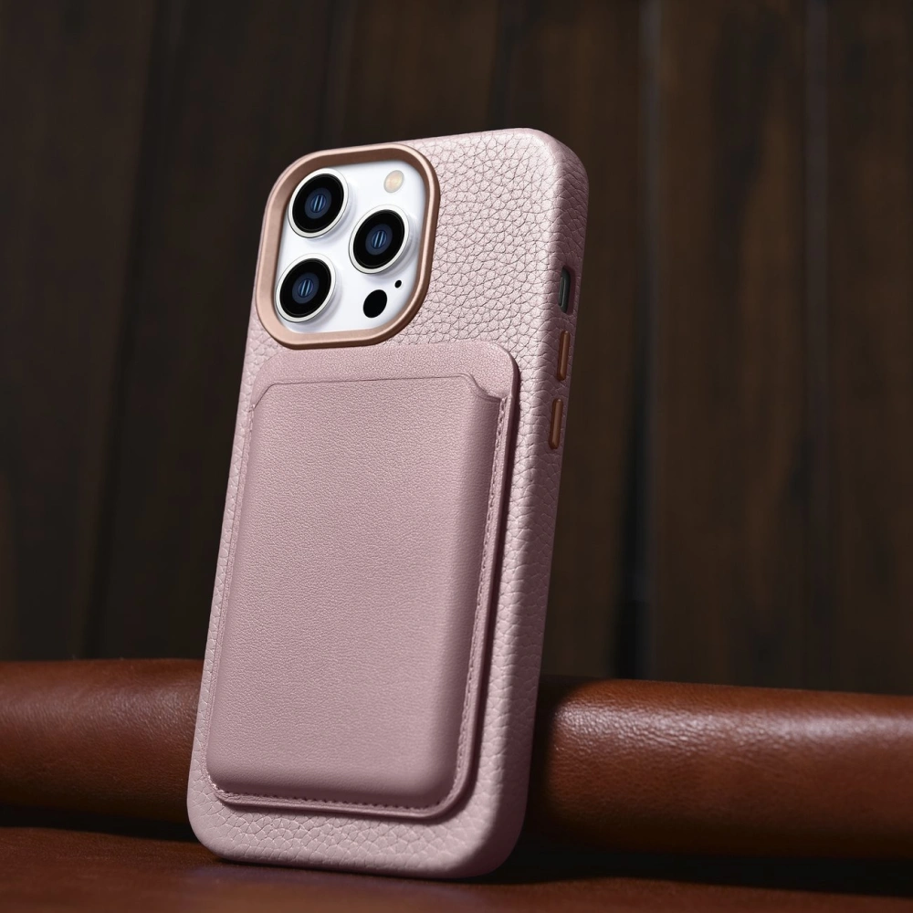 Wholesale iCarer Litchi Premium Leather MagSafe Apple iPhone 14 Pro Max pink - ICR380 - {ean13} - Hurt