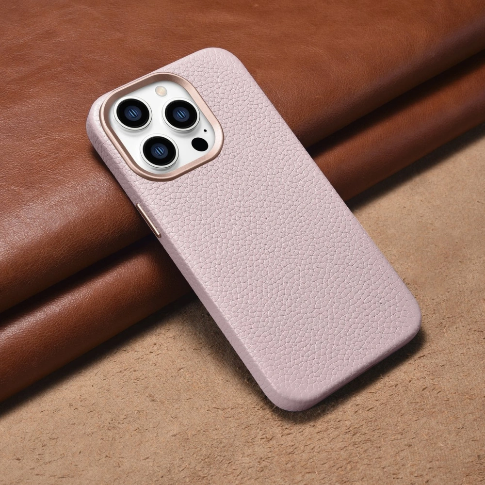 Hurtownia GSM - Etui iCarer Litchi Premium Leather MagSafe Apple iPhone 14 Pro Max różowy - ICR380 - {ean13} - Hurt