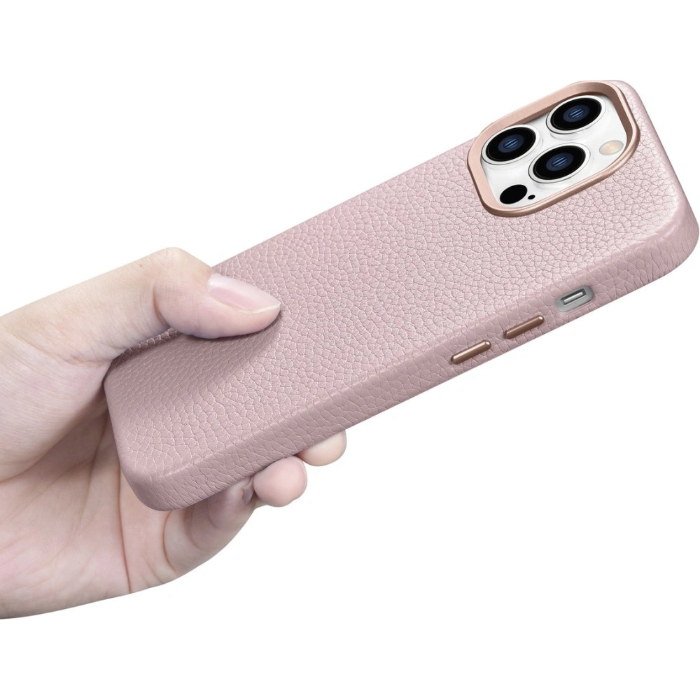 Hurtownia GSM - Etui iCarer Litchi Premium Leather MagSafe Apple iPhone 14 Pro Max różowy - ICR380 - {ean13} - Hurt