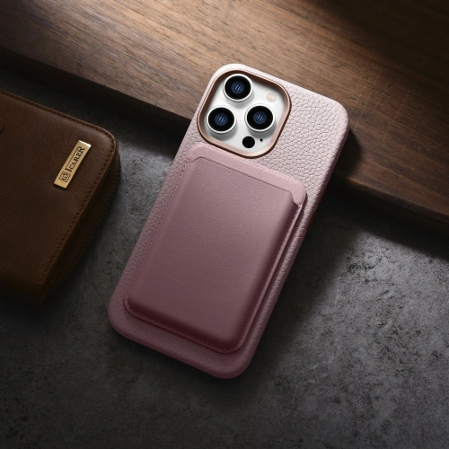 Etui iCarer Litchi Premium Leather MagSafe Apple iPhone 14 Pro Max różowy