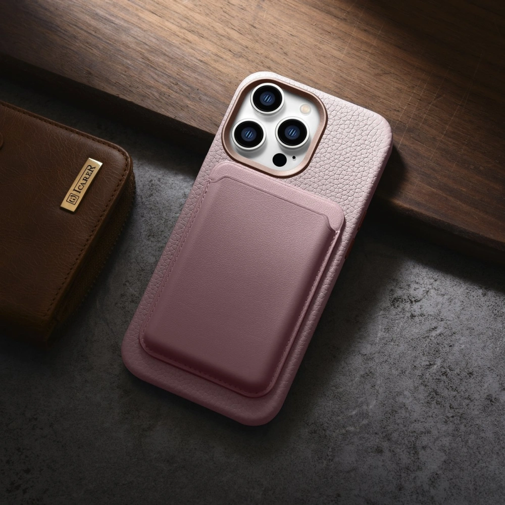 Wholesale iCarer Litchi Premium Leather MagSafe Apple iPhone 14 Pro Max pink - ICR380 - {ean13} - Hurt