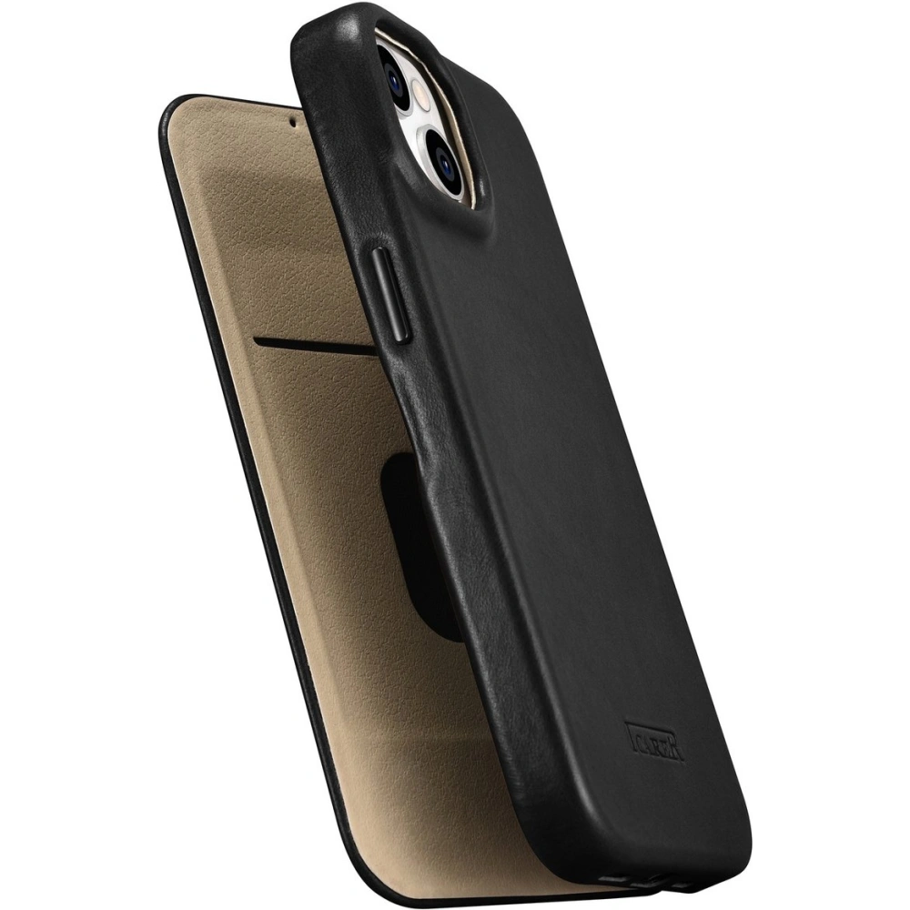 Wholesale iCarer CE Oil Wax Premium Leather Folio MagSafe Apple iPhone 14 black - ICR381 - {ean13} - Hurt