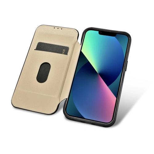 Etui iCarer CE Oil Wax Premium Leather Folio MagSafe Apple iPhone 14 czarny