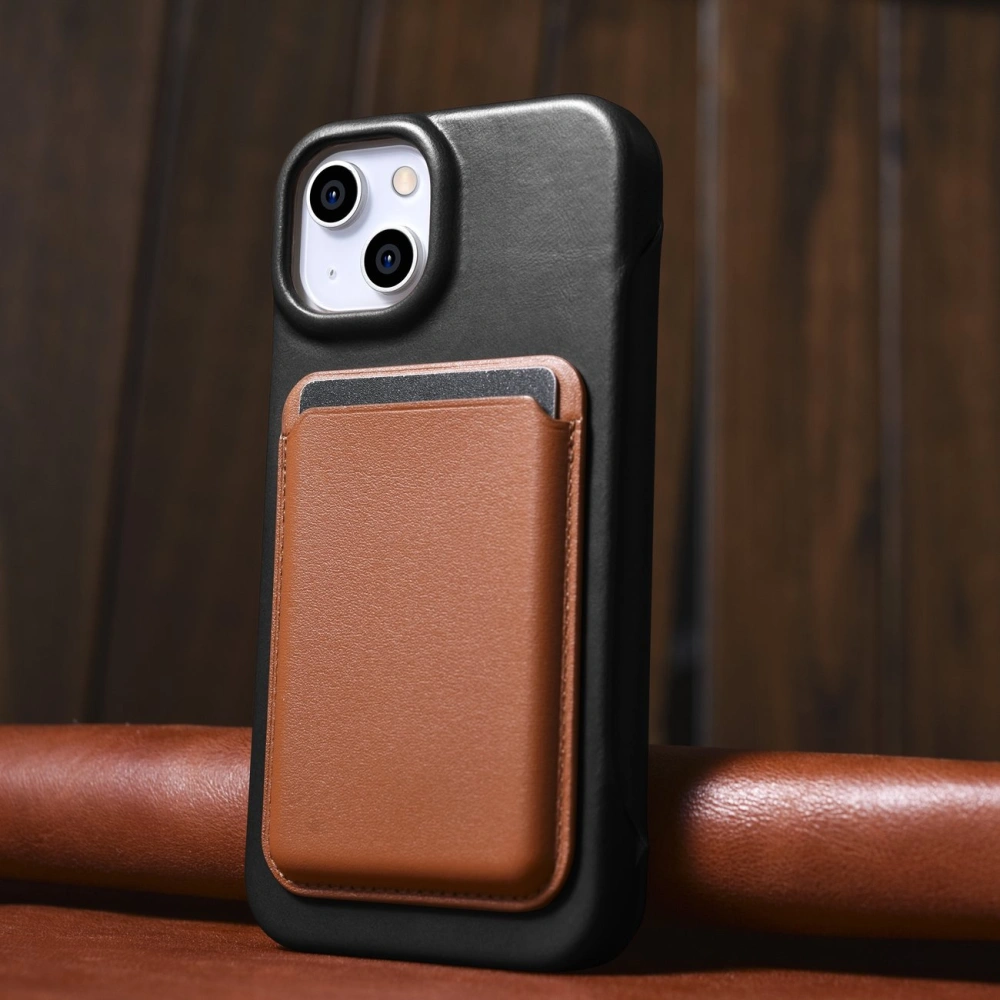 Wholesale iCarer CE Oil Wax Premium Leather Folio MagSafe Apple iPhone 14 black - ICR381 - {ean13} - Hurt