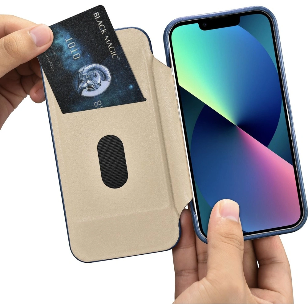 Hurtownia GSM - Etui iCarer CE Olajviasz Prémium Bőr Folio MagSafe Apple iPhone 14 kék - ICR383 - {ean13} - Hurt