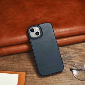 Hurtownia GSM - Etui iCarer CE Olajviasz Prémium Bőr Folio MagSafe Apple iPhone 14 kék - ICR383 - {ean13} - Hurt