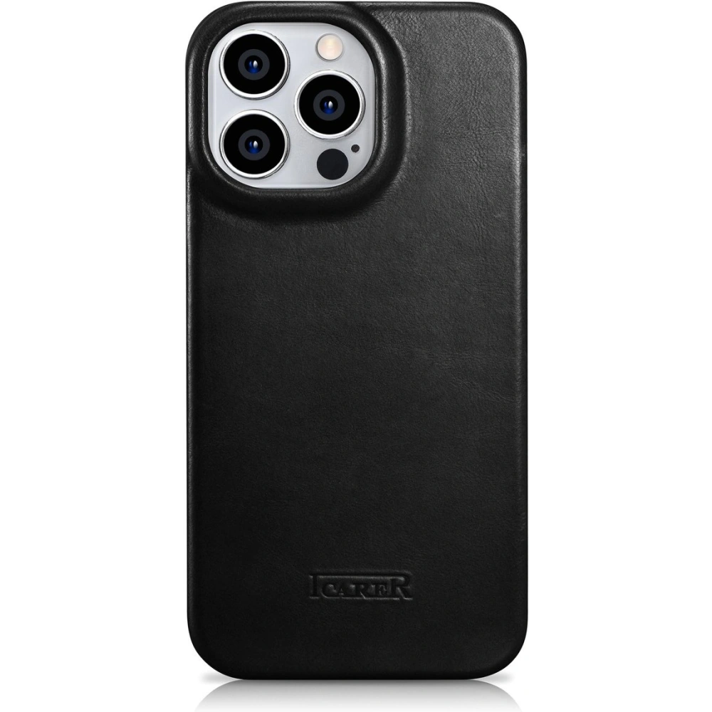 Hurtownia GSM - Etui iCarer CE Olaj Gyanta Prémium Bőr Fólia MagSafe Apple iPhone 14 Pro fekete - ICR385 - {ean13} - Hurt