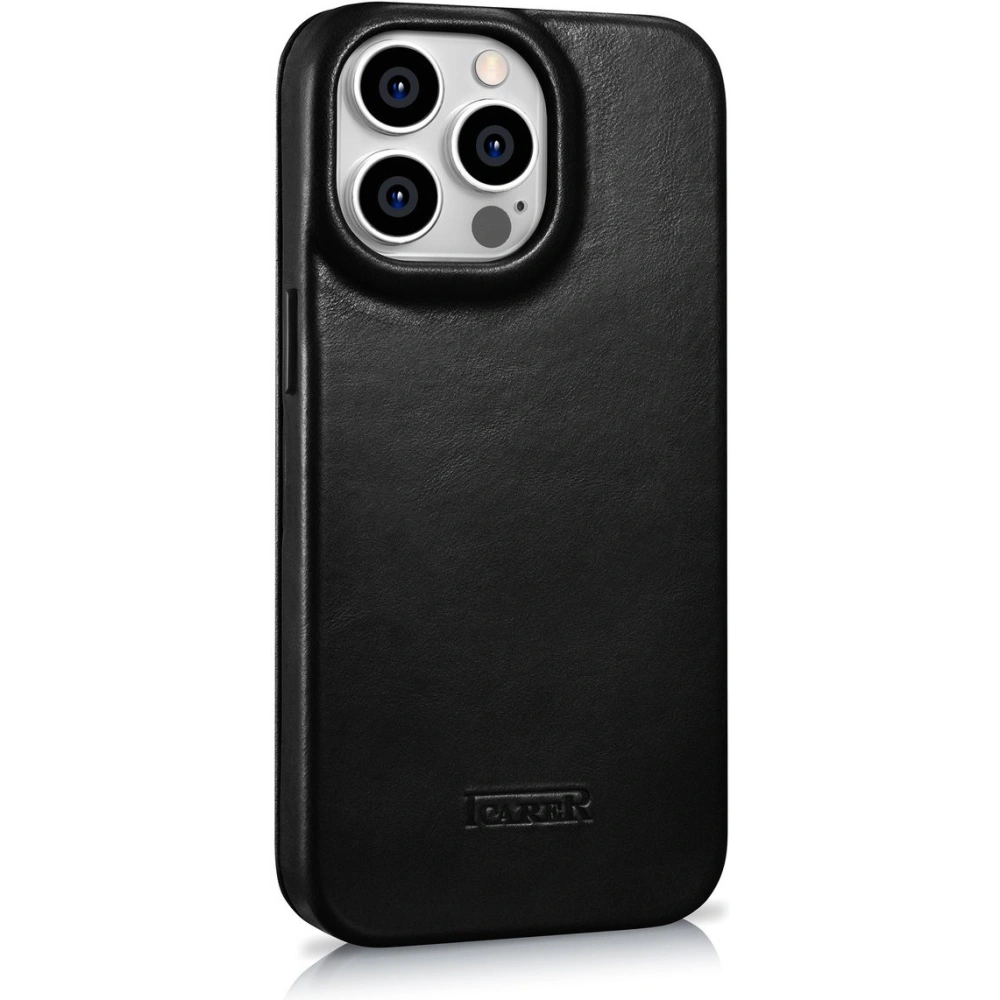Hurtownia GSM - Etui iCarer CE Olaj Gyanta Prémium Bőr Fólia MagSafe Apple iPhone 14 Pro fekete - ICR385 - {ean13} - Hurt