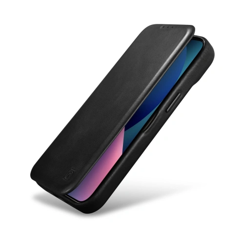 Etui iCarer CE Oil Wax Premium Leather Folio MagSafe Apple iPhone 14 Pro czarny