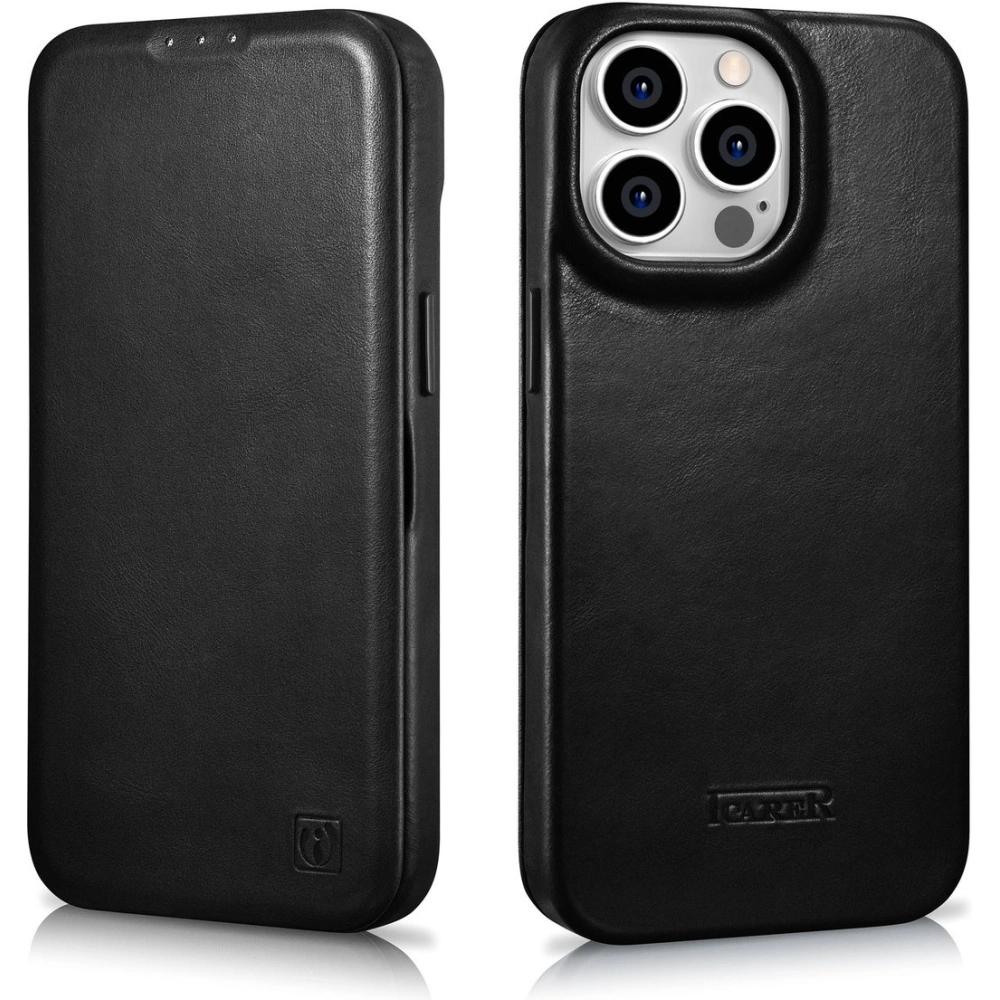 Hurtownia GSM - Etui iCarer CE Olaj Gyanta Prémium Bőr Fólia MagSafe Apple iPhone 14 Pro fekete - ICR385 - {ean13} - Hurt