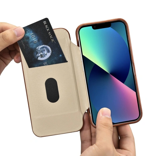 Etui iCarer CE Oil Wax Premium Leather Folio MagSafe Apple iPhone 14 Pro brązowy