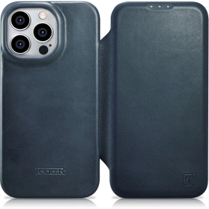Wholesale iCarer CE Oil Wax Premium Leather Folio MagSafe Apple iPhone 14 Pro blue - ICR387 - {ean13} - Hurt
