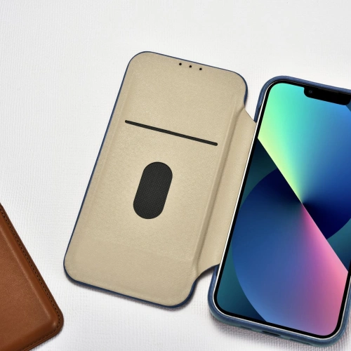 Etui iCarer CE Oil Wax Premium Leather Folio MagSafe Apple iPhone 14 Pro niebieski