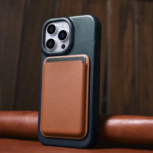 Etui iCarer CE Oil Wax Premium Leather Folio MagSafe Apple iPhone 14 Pro niebieski