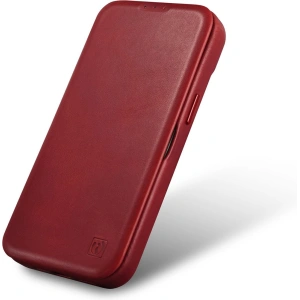 Wholesale iCarer CE Oil Wax Premium Leather Folio MagSafe Apple iPhone 14 Pro red - ICR388 - {ean13} - Hurt