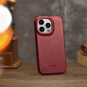 Wholesale iCarer CE Oil Wax Premium Leather Folio MagSafe Apple iPhone 14 Pro red - ICR388 - {ean13} - Hurt