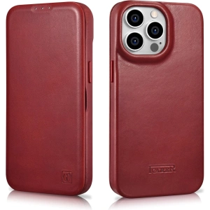 Wholesale iCarer CE Oil Wax Premium Leather Folio MagSafe Apple iPhone 14 Pro red - ICR388 - {ean13} - Hurt