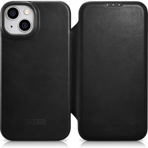 Wholesale iCarer CE Oil Wax Premium Leather Folio MagSafe Apple iPhone 14 Plus / 15 Plus black - ICR389 - {ean13} - Hurt