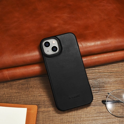 Etui iCarer CE Oil Wax Premium Leather Folio MagSafe Apple iPhone 14 Plus / 15 Plus czarny