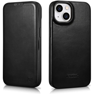 Wholesale iCarer CE Oil Wax Premium Leather Folio MagSafe Apple iPhone 14 Plus / 15 Plus black - ICR389 - {ean13} - Hurt