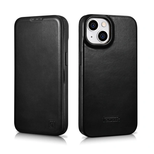 Etui iCarer CE Oil Wax Premium Leather Folio MagSafe Apple iPhone 14 Plus / 15 Plus czarny