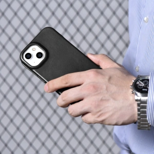 Hurtownia GSM - Etui iCarer CE Olaj Viasz Prémium Bőr Tok MagSafe Apple iPhone 14 Plus / 15 Plus fekete - ICR389 - {ean13} - Hurt
