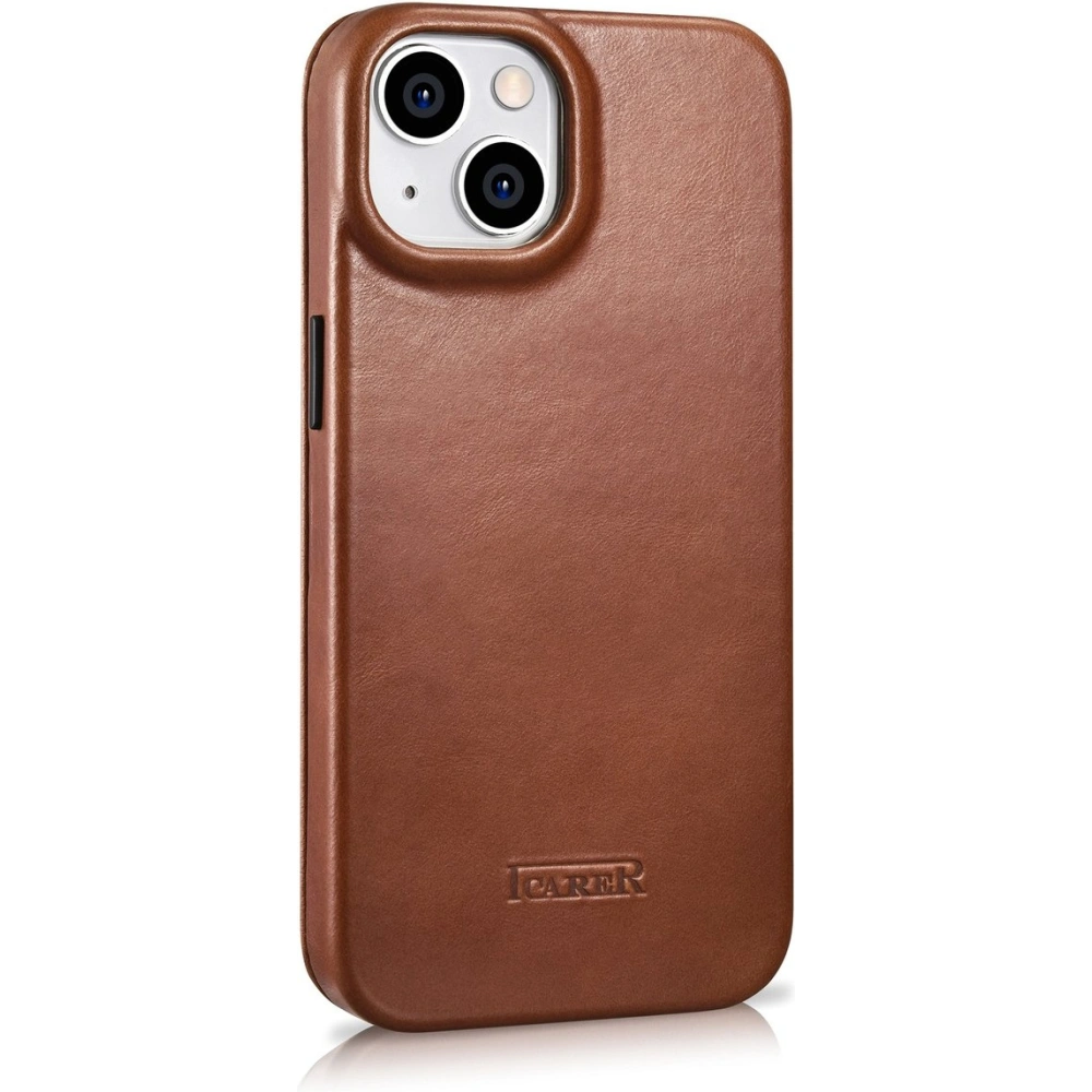 Wholesale iCarer CE Oil Wax Premium Leather Folio MagSafe Apple iPhone 14 Plus / 15 Plus brown - ICR390 - {ean13} - Hurt