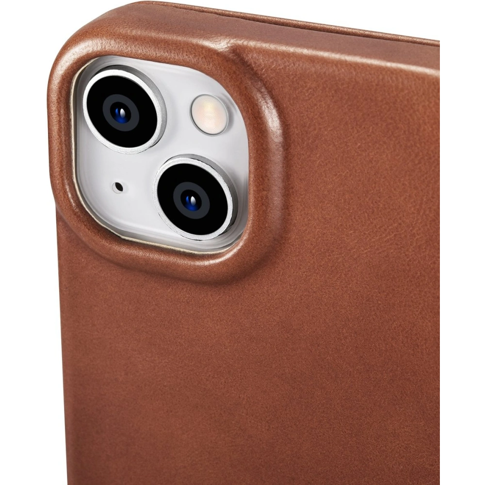 Wholesale iCarer CE Oil Wax Premium Leather Folio MagSafe Apple iPhone 14 Plus / 15 Plus brown - ICR390 - {ean13} - Hurt