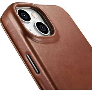 Wholesale iCarer CE Oil Wax Premium Leather Folio MagSafe Apple iPhone 14 Plus / 15 Plus brown - ICR390 - {ean13} - Hurt